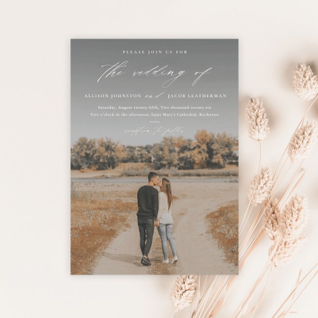 Convite Sobreposição de Foto de Roteiro Elegante Casamento (Criador carregado)