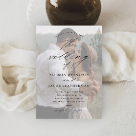 Convite Sobreposição de Foto de Roteiro Elegante Casamento
