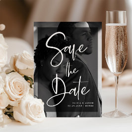 Convite Sobreposição Preta e Branca | Data de salvamento d