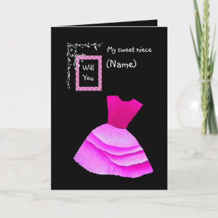 Convite SOBRINHA - Seja Minha Dama de Flores com Vestido R