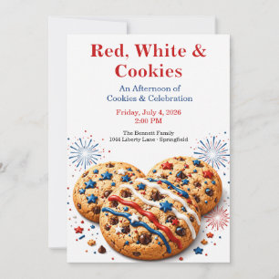 Convite Social de Biscoitos do Dia 4 de Julho Patr