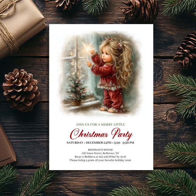Convite Social de Natal Arte Mínima de Cena de Fer (Christmas Social Invite Minimal Holiday Scene Art)