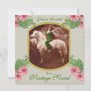Convite Social Vintage com cartão postal românti