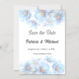 Convite Soft Blue Himalayan Poppy Flower Garden Wedding
