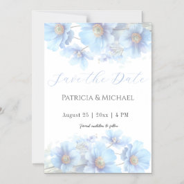 Convite Soft Blue Himalayan Poppy Flower Garden Wedding