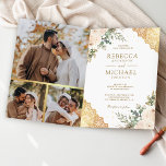 Convite Soft Cream Roses Gold Lace QR Code Wedding<br><div class="desc">Amaze your guests with this elegant all in one wedding invite featuring beautiful pastel flowers and intricate gold lace with QR code for online RSVP. Simply add your event details on this easy-to-use template and adorn this card with your favorite photos to make it a one-of-a-kind invitation.</div>
