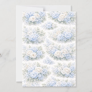 Convite SoftBlue Floral Pattern Elegant Romantic Botanical