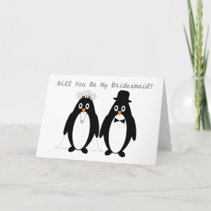 Convite Solicitação de Bridesmaid de Penguins
