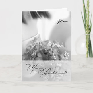 Convite Solicitação de Bridesmaid em Preto e Branco