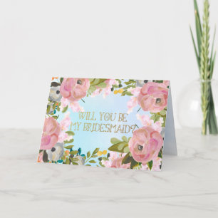 Convite Solicitação de Bridesmaid Personalizada Floral do