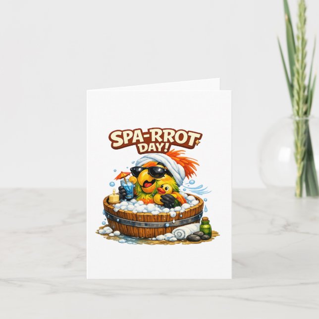 Convite Spa-rrrot Day Funny Parrot Spa Relax Design (Frente)