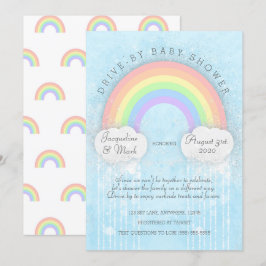 Convite Sparkle Rainbow Drive-By-Chá de fraldas