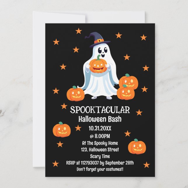 Convite Spooktacular de Halloween Bash Kids (Frente)