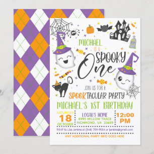 Convite Spooky One Birthday - Branco