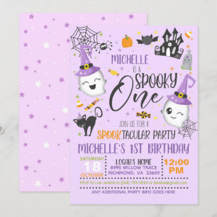 Convite Spooky One Birthday - Roxo