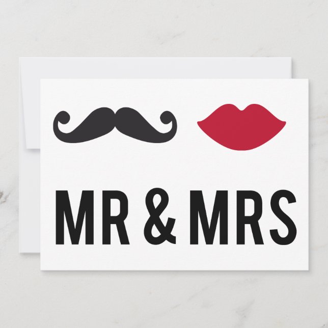 Convite sr. e sra. com bigode e lábios vermelhos (Frente)