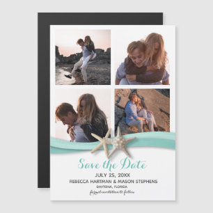 Convite Starfish Beach Wedding Multi Photo Save The Date (