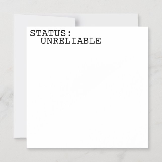 Convite Status Unreliable Minimalist Typographic  (Frente)
