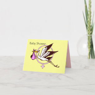 Convite stork baby shower for girl