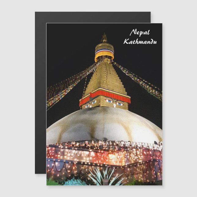 Convite Stupa Boudhanath, Katmandu à noite - Nepal (Frente/Verso)