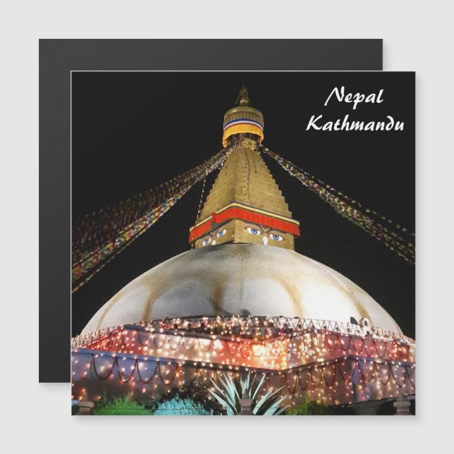 Convite Stupa Boudhanath, Katmandu à noite - Nepal (Frente/Verso)