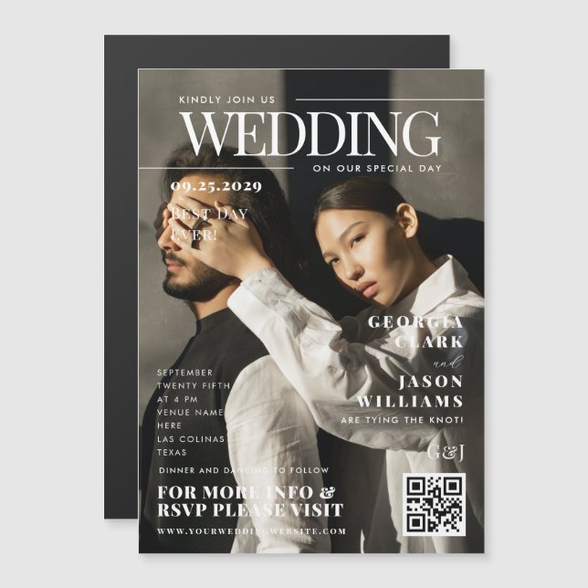 Convite Sua Foto Personalizada | Cobrir Revista Casamento  (Frente/Verso)