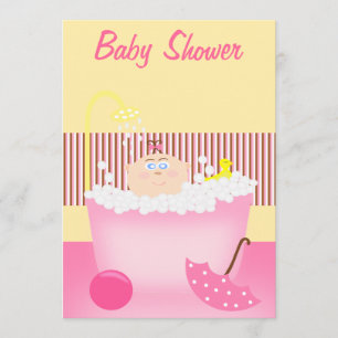 Convite Sudsy do chá de fraldas do rosa da