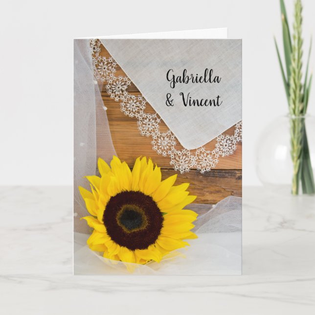 Convite Sunflower e Lace Rustic Weding (Frente)