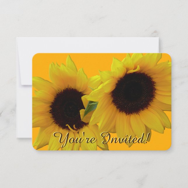 Convite Sunflower Personalize Cartão RSVP Flor (Frente)