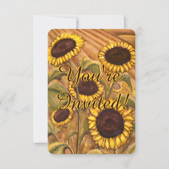 Convite Sunflower Personalize Cartão RSVP Flor (Frente)