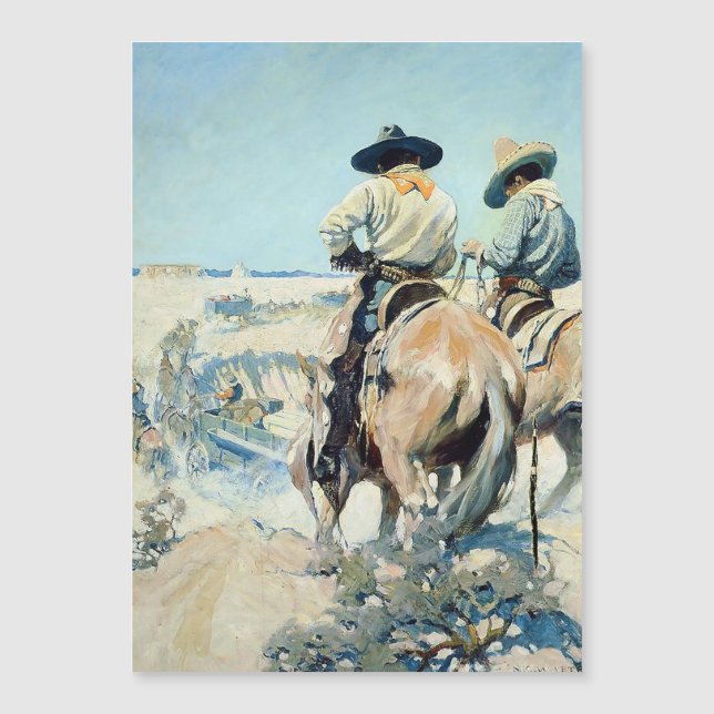 Convite Supply Wagon Western Art da NC Wyeth (Frente)