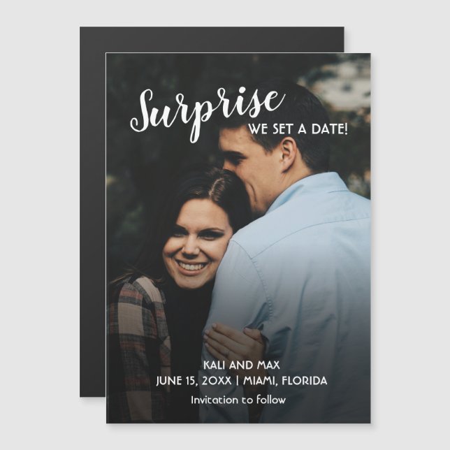 Convite Surpresa Nós Marcamos uma Data Casamento  (Frente/Verso)