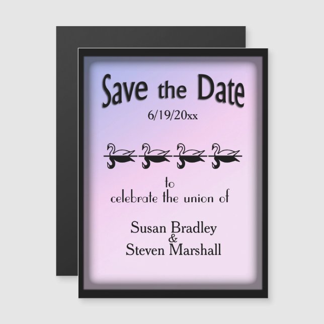 Convite Swans Lovely Save the Date (Frente/Verso)