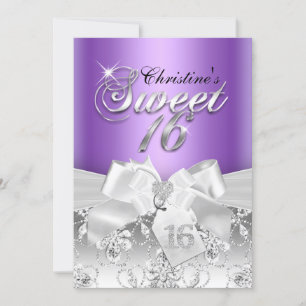 Convite Sweet 16 Arco de Diamante Brilho Roxo