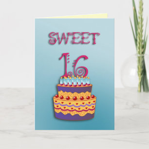 Convite Sweet 16 Birthday Cake card