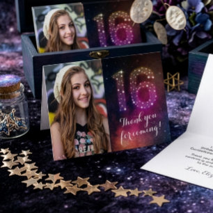 Convite Sweet 16 Birthday Thank You Galaxy Constellations
