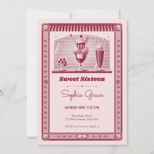 Convite Sweet 16 da Soda Fountain Sundae