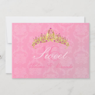 Convite Sweet 16 Damask Rosa/ tiara