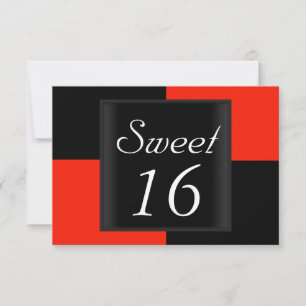 Convite Sweet 16 Preto Vermelho