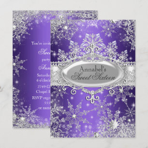 Convite Sweet 16 Purple Princess Winter Wonderland