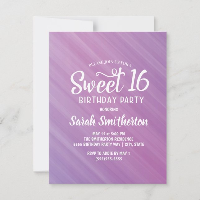 Convite Sweet 16 Roxo (Frente)