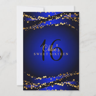 Convite Sweet 16 | Stardust Azul e Dourado