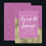 Convite Sweet Sixteen Dourado e Chuva de Brilho Ar<br><div class="desc">Compre Convites de Festa Sweet 16</div>