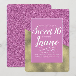 Convite Sweet Sixteen Dourado e Chuva de Brilho Ar