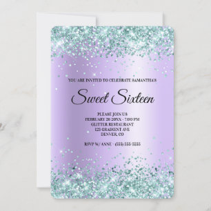 Convite Sweet Sixteen em Seda Lavanda com Brilho T