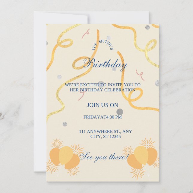 convite tamanho plano: 13 cm x 18 cm (Frente)