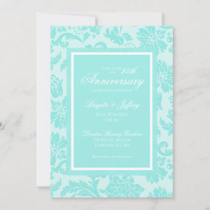 Convite teal damask para 50º aniversário do Elegan