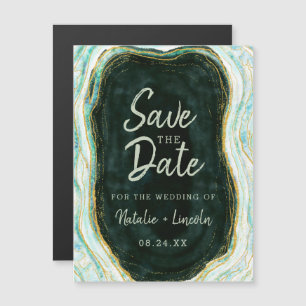 Convite Teal Green & Dourado Agate Weding the Date (Salve