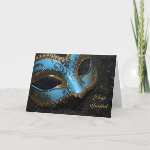 Convite Teal Masquerade Mask Invitation Card