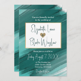 Convite Teal Watercolor - Convite de casamento